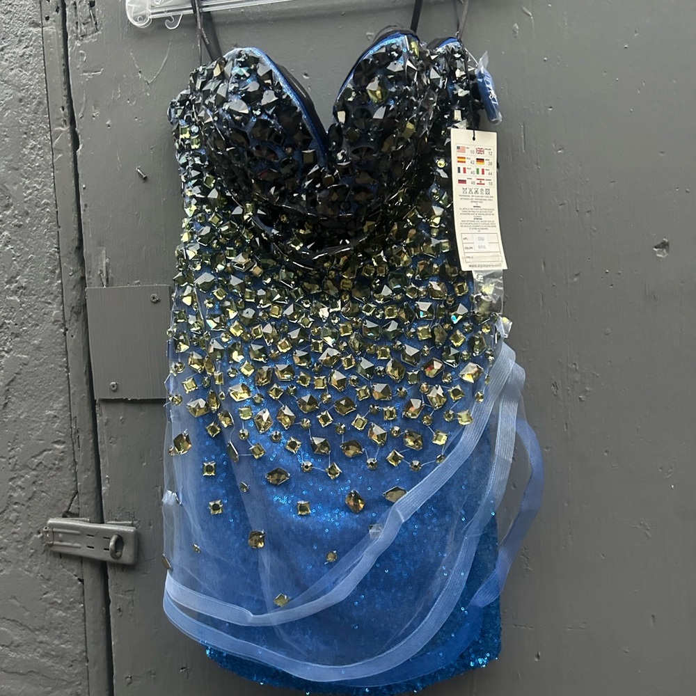 Stunning Blue and Black Sequin Dress